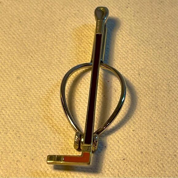 Vintage Swank Tie Bar Silver Toned enameled hockey stick NHL - Picture 1 of 10